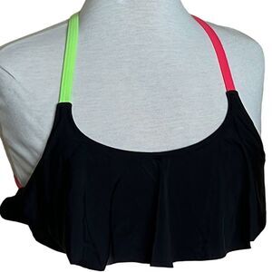 PINK Victoria’s Secret Women’s Small Black‎ and Neon Bikini Top